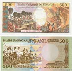 500 Francs Lot RWANDA  1978 P.13a et P.16a UNC