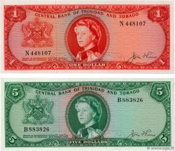 1 et 5 Dollars Lot TRINIDAD Y TOBAGO  1964 P.26a et P.27a SC+
