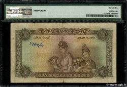 100 Rupees CEYLON  1954 P.53 VF