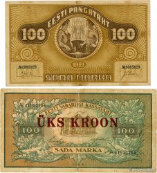 100 Marka Lot ESTONIA  1921 P.51b et P.56a RC a BC