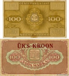 100 Marka Lot ESTONIA  1921 P.51b et P.56a VG