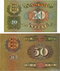 20 et 50 Krooni Lot ESTONIA  1932 P.64a et P.65a SC+