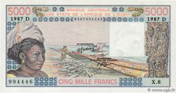 5000 Francs WEST AFRICAN STATES  1987 P.407Dg