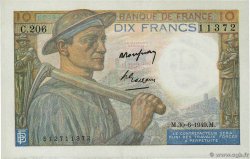 10 Francs MINEUR Grand numéro FRANKREICH  1949 F.08.22a fST+