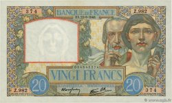 20 Francs TRAVAIL ET SCIENCE FRANCE  1940 F.12.06 XF+
