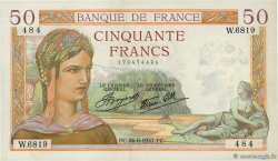 50 Francs CÉRÈS modifié FRANCIA  1937 F.18.02 SPL+