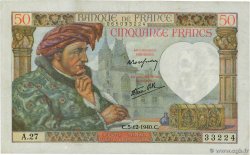 50 Francs JACQUES CŒUR FRANCE  1940 F.19.04 pr.TTB