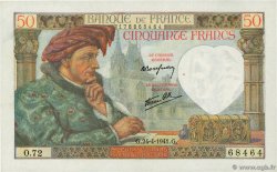 50 Francs JACQUES CŒUR FRANCE  1941 F.19.09 SUP+