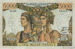 5000 Francs TERRE ET MER FRANKREICH  1953 F.48.10 fVZ