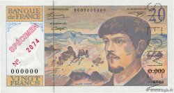 20 Francs DEBUSSY Spécimen FRANKREICH  1980 F.66.01Spn2 fST+