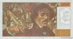 100 Francs DELACROIX imprimé en continu Fauté FRANCE  1991 F.69bis.04c pr.NEUF