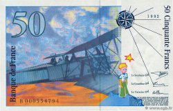 50 Francs SAINT-EXUPÉRY FRANCE  1992 F.72.01aB NEUF
