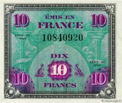 10 Francs DRAPEAU FRANCIA  1944 VF.18.01 FDC
