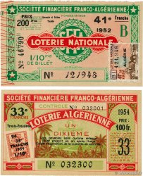 1/10è de billet - 41eTranche 1952 et 1/10è de billet - 33eTranche 1954  Lot FRANCE regionalismo y varios  1952  EBC