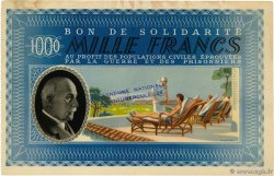 1000 Francs BON DE SOLIDARITE FRANCE regionalism and miscellaneous  1941 KL.12S1var  XF