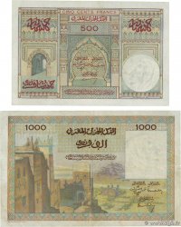 500 et 1000 Francs  Lot MAROCCO  1956 P.46 et P.47 BB