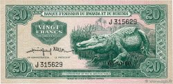 20 Francs RWANDA BURUNDI  1960 P.03a XF+