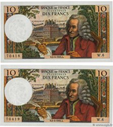 10 Francs VOLTAIRE Consécutifs FRANCE  1963 F.62.02 AU-