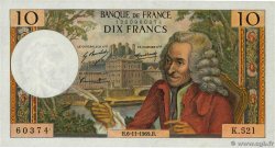 10 Francs VOLTAIRE FRANCE  1969 F.62.40 XF+