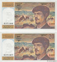 20 Francs DEBUSSY Consécutifs FRANCIA  1985 F.66.06 FDC
