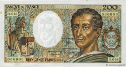 200 Francs MONTESQUIEU Numéro spécial FRANCIA  1983 F.70.03 SPL