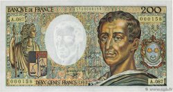 200 Francs MONTESQUIEU Petit numéro FRANCE  1991 F.70.11A87 UNC-
