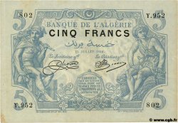 5 Francs ALGERIA  1916 P.071a VF+