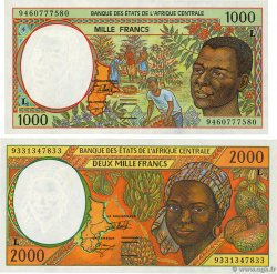 1000 et 2000 Francs Lot ZENTRALAFRIKANISCHE LÄNDER  1993 P.402Lb et P.403La ST