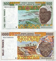 500 et 1000 Francs Lot WEST AFRIKANISCHE STAATEN  1996 P.710Kf et P.711Kf