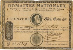 300 Livres avec coupons FRANCE  1790 Ass.02b B+