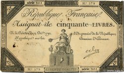 50 Livres Vérificateur FRANCIA  1792 Ass.39a