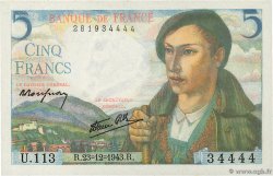 5 Francs BERGER FRANKREICH  1943 F.05.05 ST