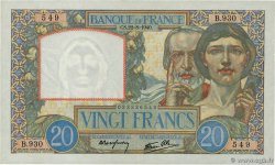 20 Francs TRAVAIL ET SCIENCE FRANKREICH  1940 F.12.06