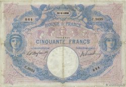 50 Francs BLEU ET ROSE FRANKREICH  1906 F.14.18 fSGE