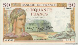 50 Francs CÉRÈS modifié FRANKREICH  1938 F.18.11 VZ+