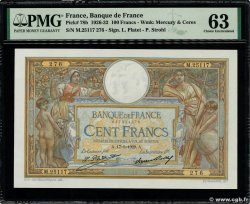 100 Francs LUC OLIVIER MERSON grands cartouches FRANKREICH  1929 F.24.08 fST+