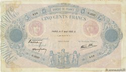 500 Francs BLEU ET ROSE modifié FRANKREICH  1939 F.31.38