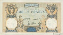 1000 Francs CÉRÈS ET MERCURE type modifié FRANKREICH  1939 F.38.37 fVZ
