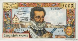5000 Francs HENRI IV FRANCE  1958 F.49.05 pr.SUP