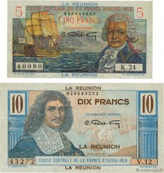 5 Francs Bougainville et 10 Francs Colbert Lot REUNION INSEL  1946 P.41a et P.42a S