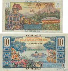 5 Francs Bougainville et 10 Francs Colbert Lot ISOLA RIUNIONE  1946 P.41a et P.42a MB