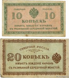 10 et 20 Kopeks  Lot RUSSIA  1919 PS.0131 et PS.0132 q.MB
