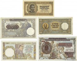 50, 100, 500 et 1000 Dinara Lot SERBIEN  1941 P.23, P.24, P.27b, P.29 et P.33 VZ