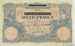 1000 Francs sur 100 Francs Numéro radar TUNISIE  1942 P.31 SPL