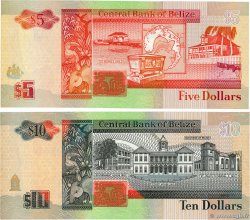 5 et 10 Dollars Lot BELIZE  1996 P.58 et P.59 UNC-