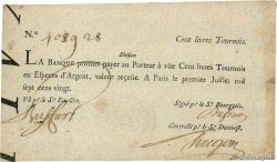 100 Livres Tournois typographié FRANCIA  1720 Dor.27 q.SPL