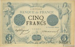 5 Francs NOIR FRANCE  1874 F.01.25 XF