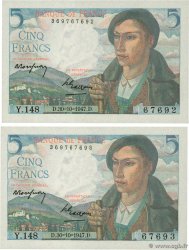 5 Francs BERGER Consécutifs FRANKREICH  1947 F.05.07 ST
