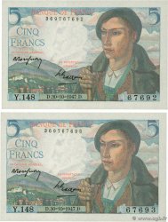 5 Francs BERGER Consécutifs FRANCE  1947 F.05.07 NEUF