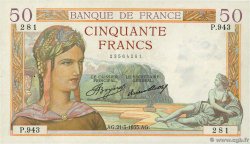 50 Francs CÉRÈS FRANKREICH  1935 F.17.06 VZ